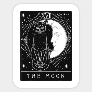 Tarot Card Crescent Moon And Cat Graphic Sticker